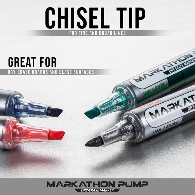 Pentel Markathon Pump Dry Erase Marker, Chisel Tip, Assorted Ink, 12 Pack (MWL6SX-12M) - Image 3